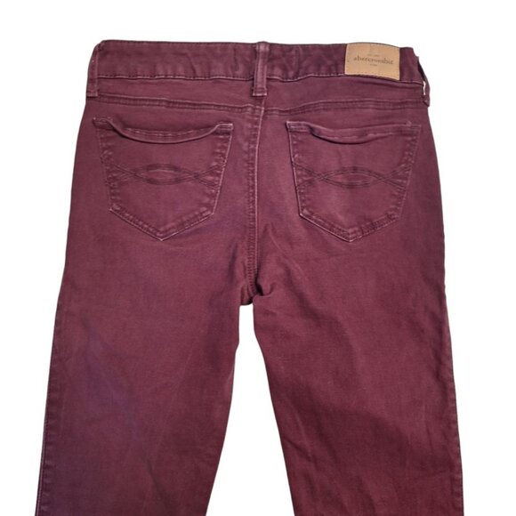 Abercrombie Kids Girls 16 Slim Stretch Jeans Jegging Bergundy Red Faded Knees - Picture 3 of 6